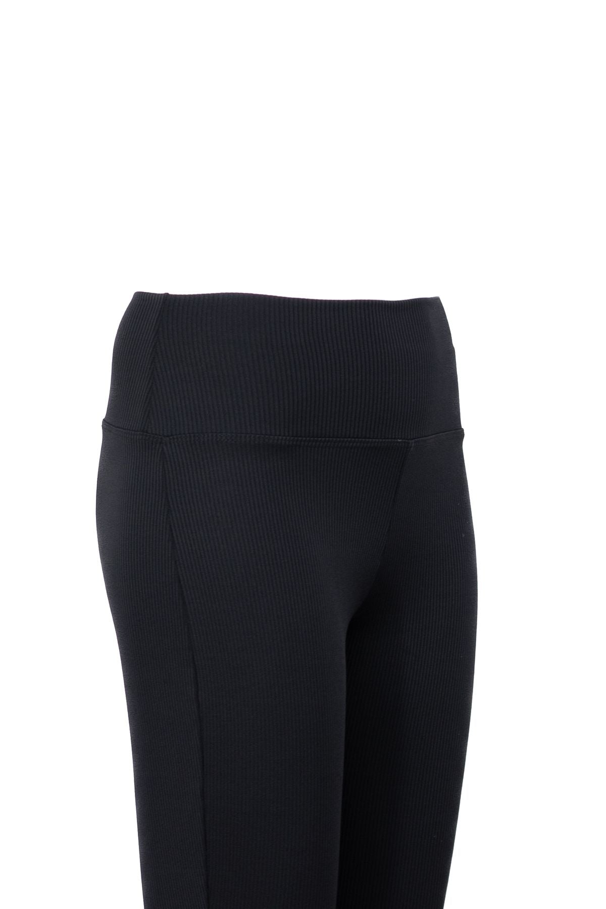 Kadın Fitilli Örme ispanyol Paça Toparlayıcı Tayt Düz Renk Yüksek Bel Beli Lastikli Likralı